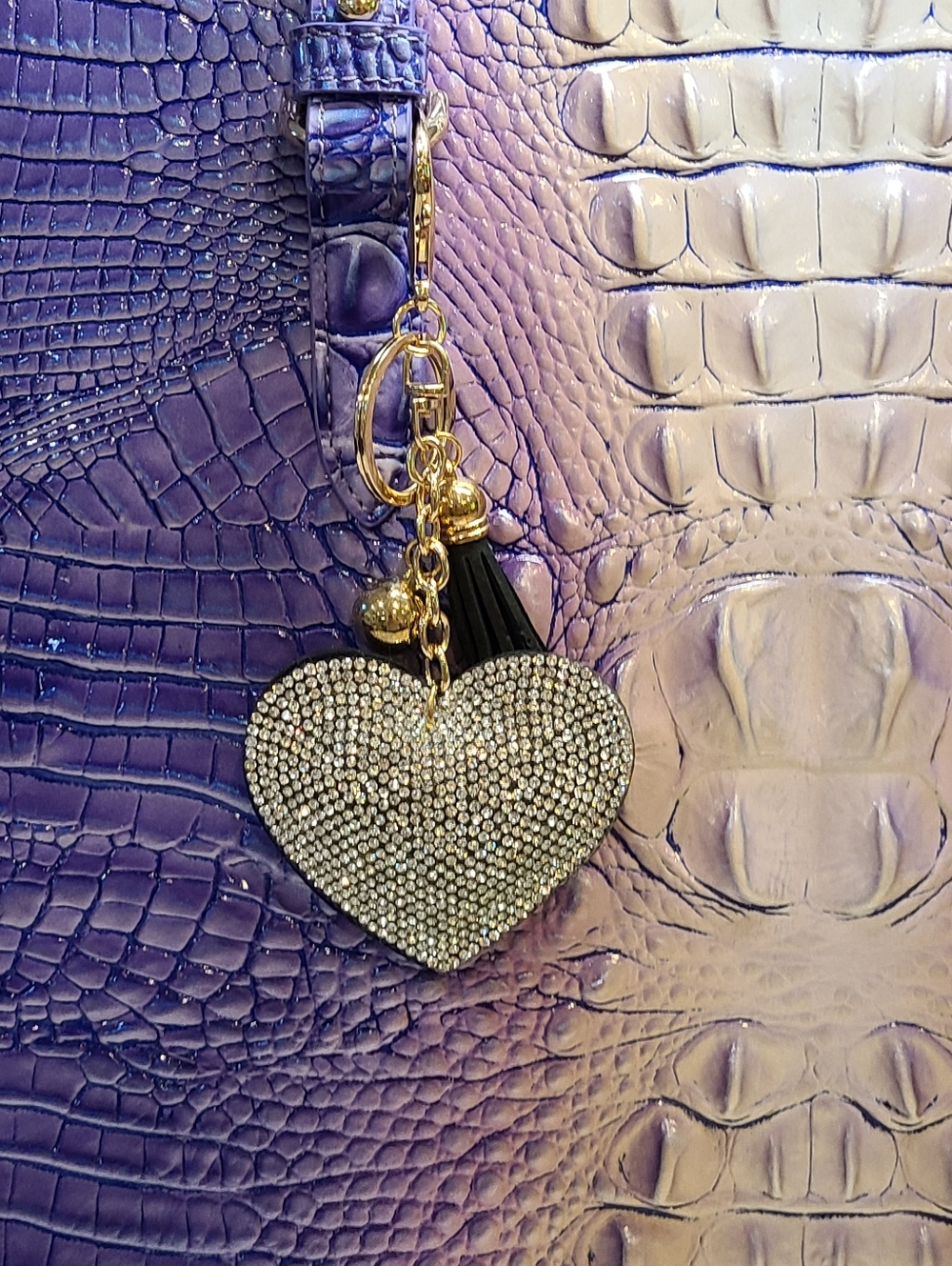 Pink, Red, or Black Heart Crystal Purse Charm Keychain Rhinestones Bling ✨️❤️🩷 - Picture 12 of 13